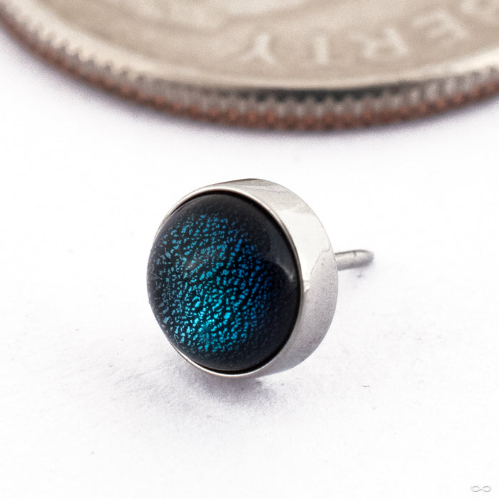 Bezel-set Dichroic Glass Press-fit End in Titanium from People’s Jewelry Blue