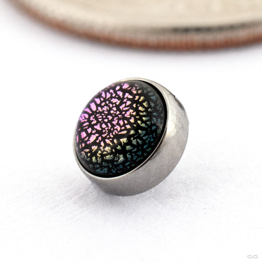 Bezel-set Dichroic Glass Threaded End in Titanium from People’s Jewelry 14g/12g Pink