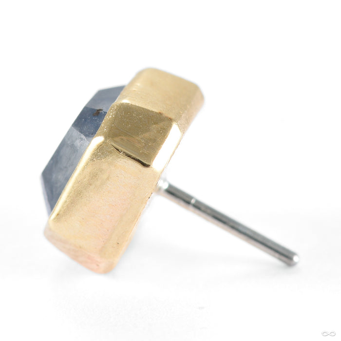 Bezel-set Faceted Gem Press-fit End in Gold from Mettle and Silver side detail