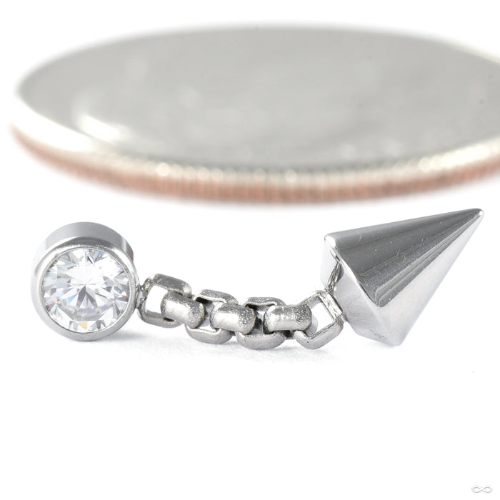 Bezel Spear Dangle Press-fit End in Titanium from NeoMetal in clear cz medium
