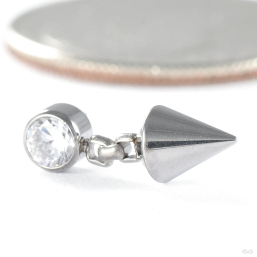 Bezel Spear Dangle Press-fit End in Titanium from NeoMetal in clear cz short