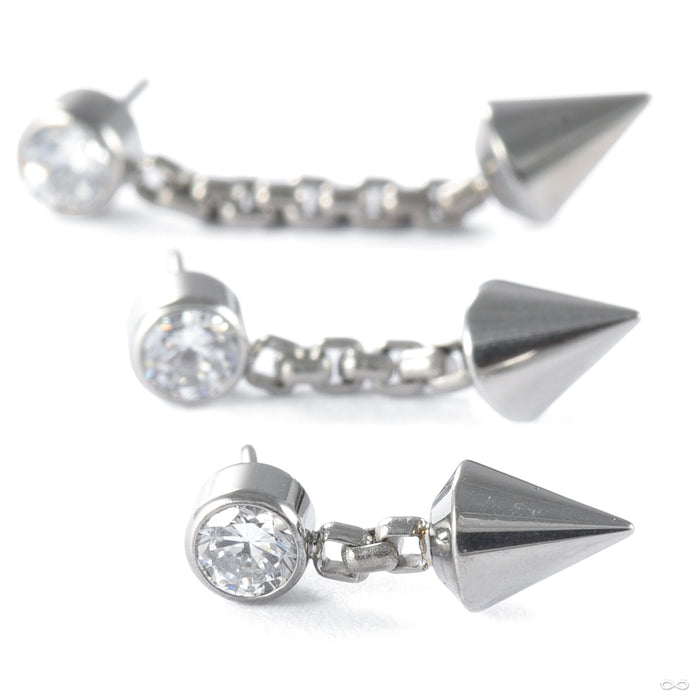 Bezel Spear Dangle Press-fit End in Titanium from NeoMetal size comparison detail