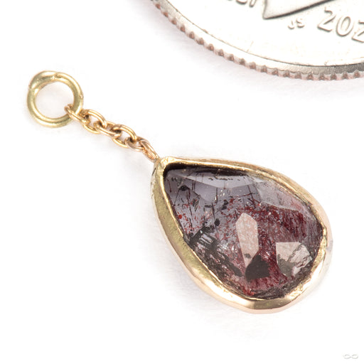 Bezel Teardrop Charm in 18k Yellow Gold with Elestial Quartz from Diablo Organics