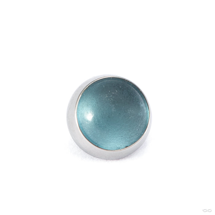 Bezel-set Cabochon Threaded End in Titanium with Sandblasted Blue Topaz from People's Jewelry