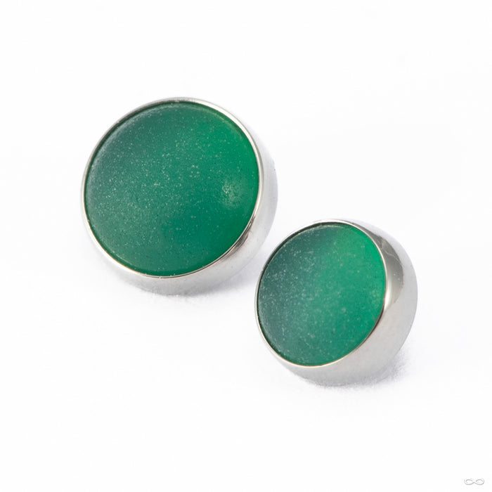 Bezel-set Cabochon Threaded End in Titanium with Sandblasted Green Onyx from People's Jewelry