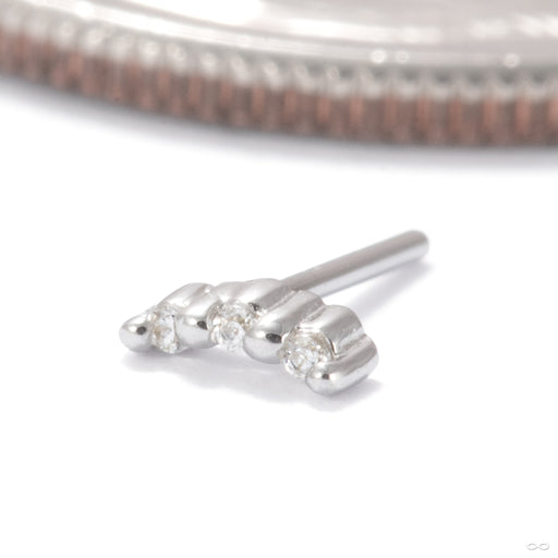 Bitsy Press-fit End in 14k White Gold with Clear CZ from Ember Body Jewelry