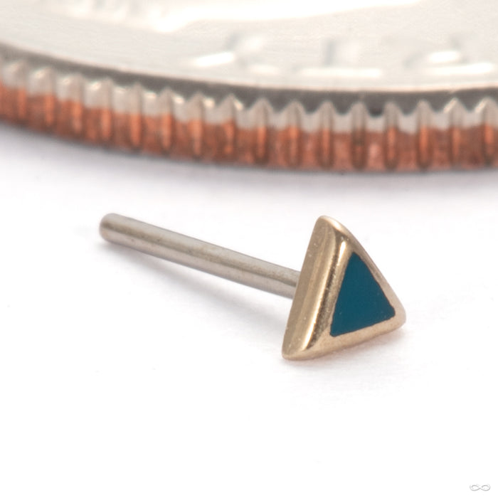 Bitty Toned Tryangle Press-fit End in 14k Yellow Gold with Moody Teal Enamel from Pupil Hall