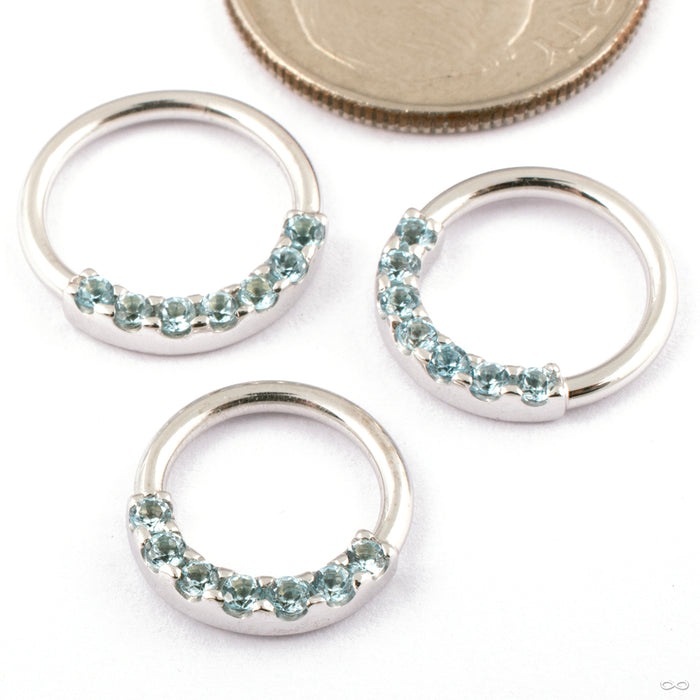 Blaze 7 Seam Ring in Gold from BVLA in 14k White Gold with Swiss Blue Topaz in assorted sizes