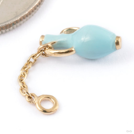 Bloom Keeper Charm in Gold from Pupil Hall in 14k yellow gold with robin blue enamel detail shot
