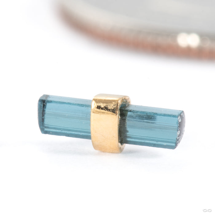 Bound by Love Press-fit End in 14k Yellow Gold with Blue Tourmaline Small from Quetzalli