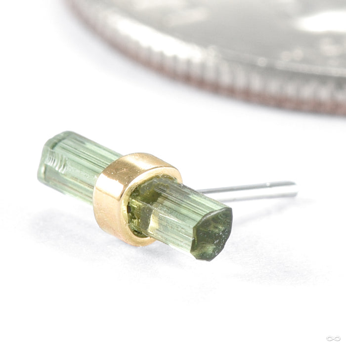 Bound by Love Press-fit End in Gold from Quetzalli yellow gold green tourmaline small