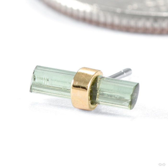Bound by Love Press-fit End in Gold from Quetzalli yellow gold green tourmaline small