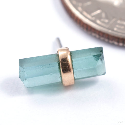 Bound by Love Press-fit End in 14k Yellow Gold with Teal Blue Tourmaline Medium from Quetzalli