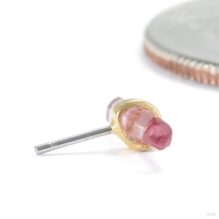 Bound by Love Press-fit End in Gold from Quetzalli with pink tourmaline side view