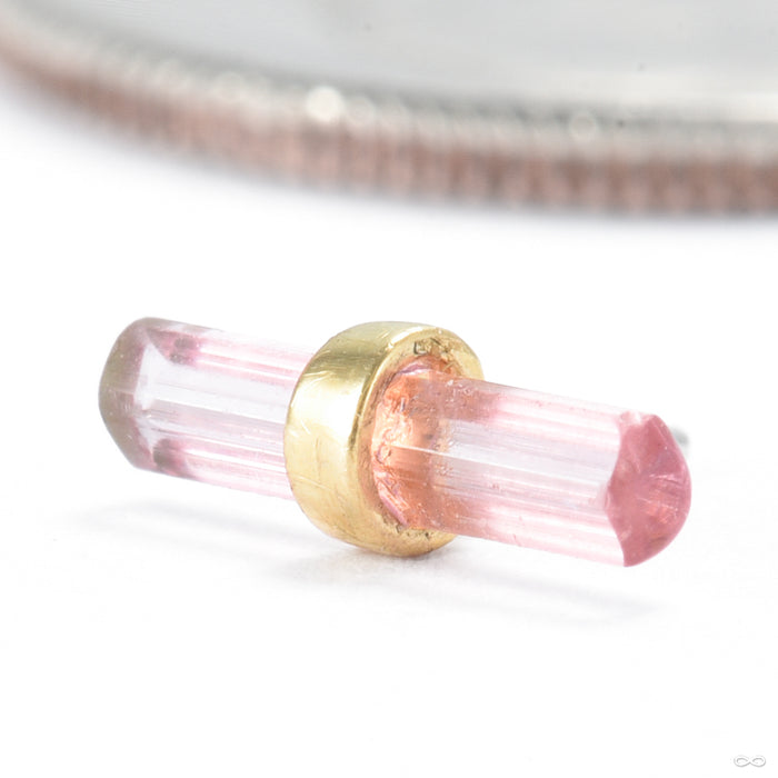 Bound by Love Press-fit End in Gold from Quetzalli with pink tourmaline