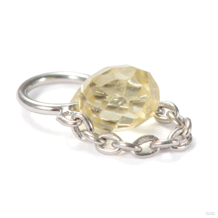 Briolette Charm in 14k White Gold with Green Sapphire from Pupil Hall