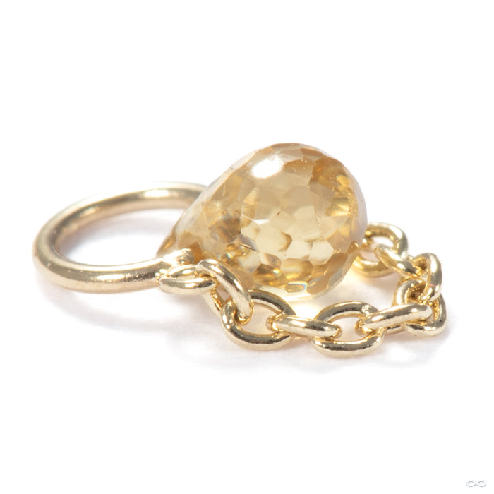 Briolette Charm in 14k Yellow Gold with Champagne Sapphire from Pupil Hall