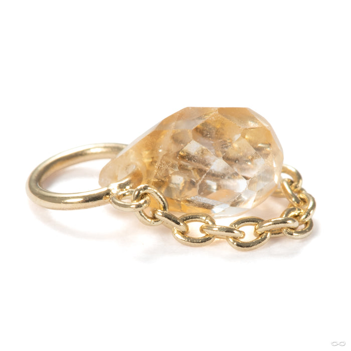 Briolette Charm in 14k Yellow Gold with Peach Sapphire from Pupil Hall