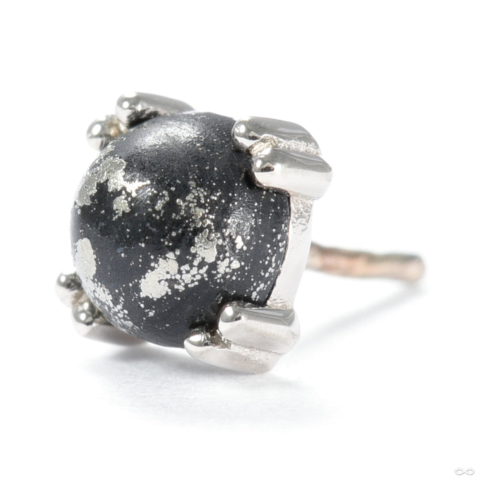 Cab Prong Press-fit End in Gold from BVLA with white gold and pyrite