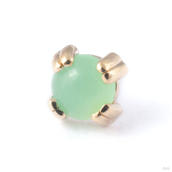 Cab Prong Press-fit End in Gold from BVLA in 14k Yellow Gold with Chrysoprase