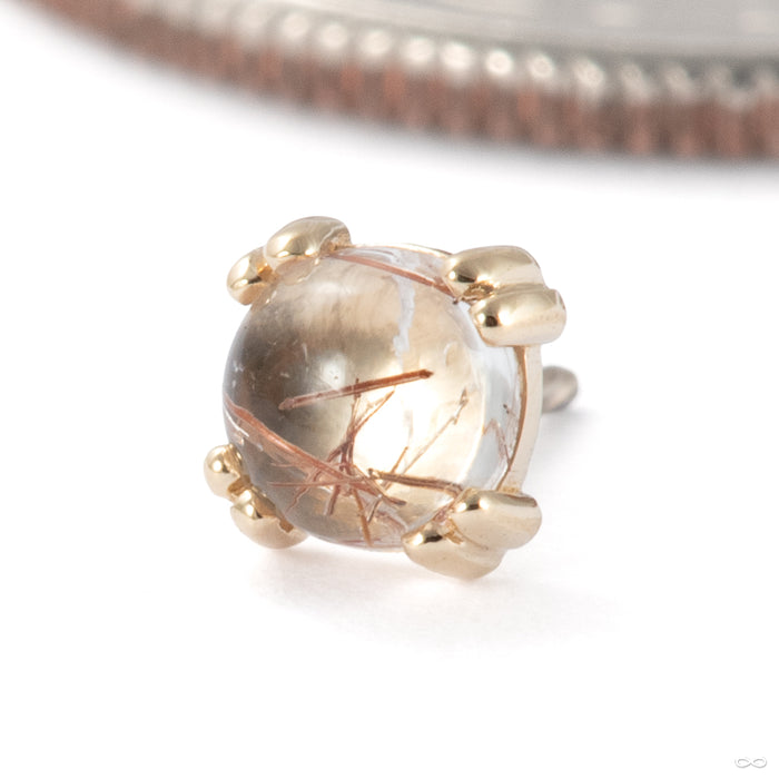 Cab Prong Press-fit End in 14k Yellow Gold with Copper Rutilated Quartz from BVLA