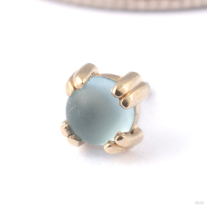 Cab Prong Press-fit End in Gold from BVLA in 14k Yellow Gold with Sandblasted Swiss Blue Topaz