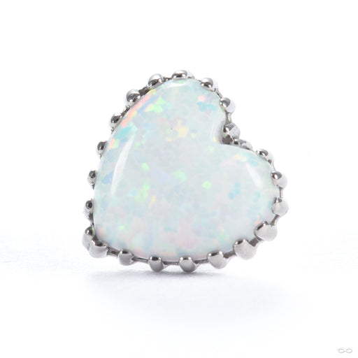 Cabochon Heart Press-fit End in 18k White Gold with White Opal from Anatometal