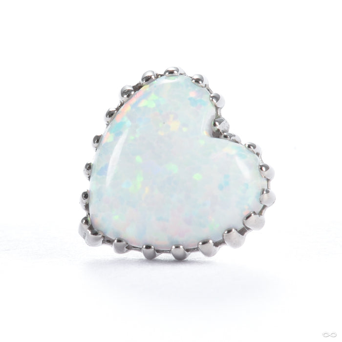Cabochon Heart Press-fit End in 18k White Gold with White Opal from Anatometal