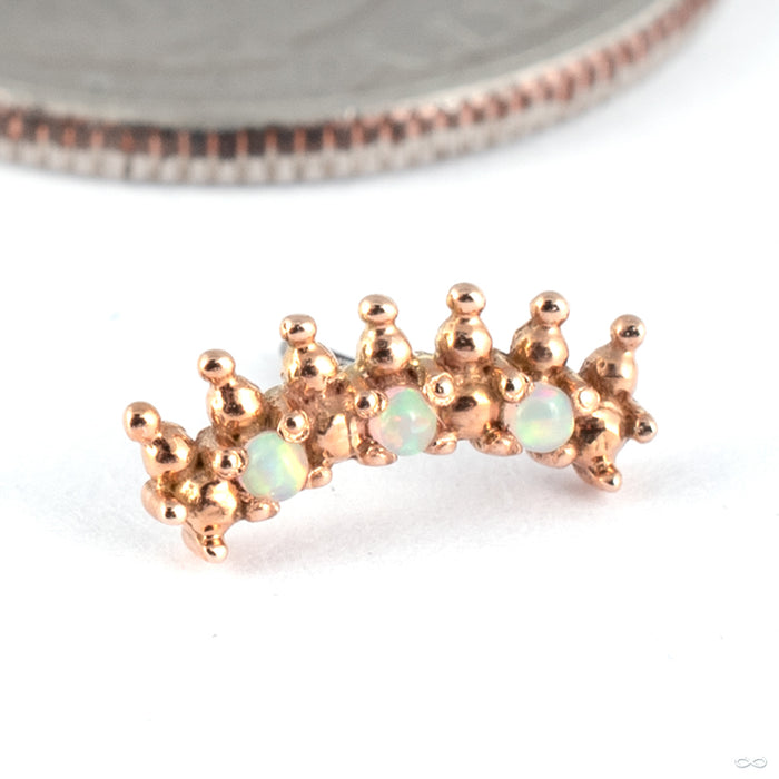 Cascade Press-fit End in 14k Rose Gold with White Opal from Tawapa