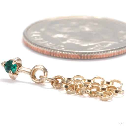 Chained Deity Press-fit End in 14k Yellow Gold with Emerald from Sacred Symbols