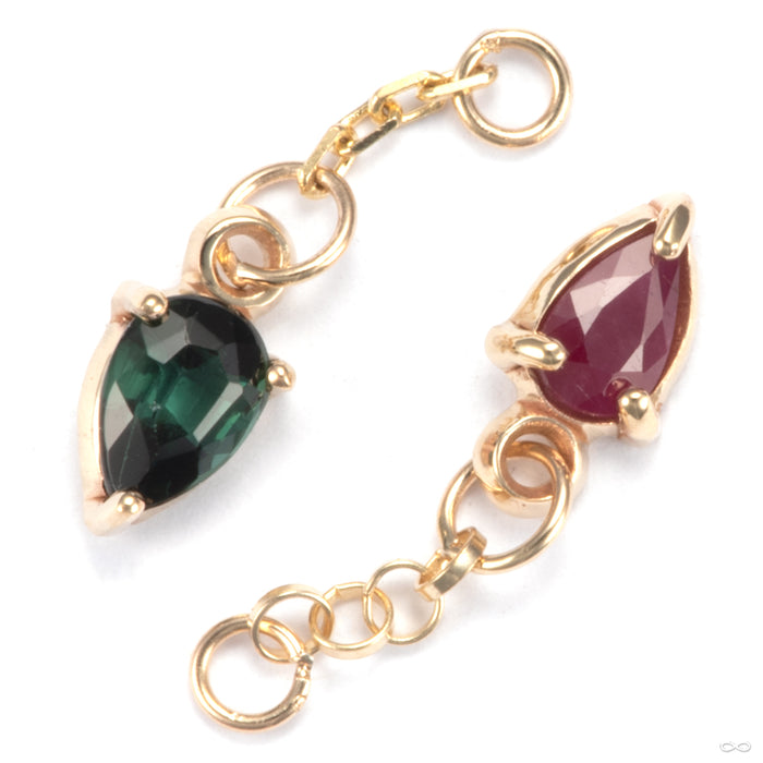 Chained Prong-set Pear Charm in Gold from Sacred Symbols with various stones