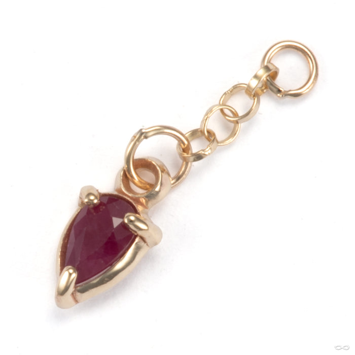 Chained Prong-set Pear Charm in 14k Yellow Gold with Ruby from Sacred Symbols