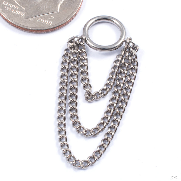 Chained Waterfall Clicker in Titanium from Zadamer Jewelry laid flat