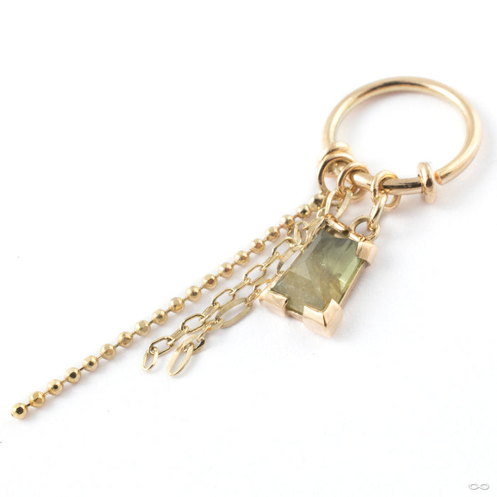 Charm Ring in Gold from Mettle and Silver in 14k Yellow Gold with Green Australian Sapphire