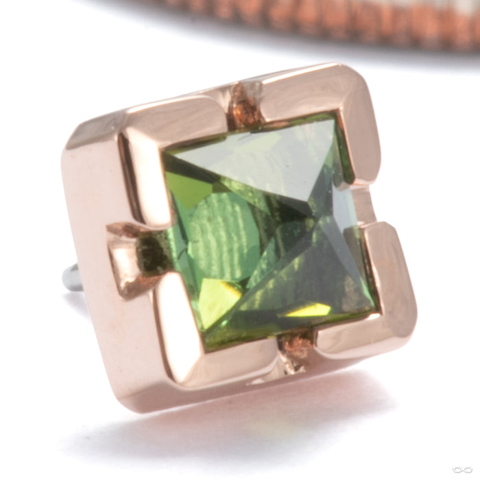 Chroma Press-fit End in 14k Rose Gold with Green Tourmaline from Tether Jewelry