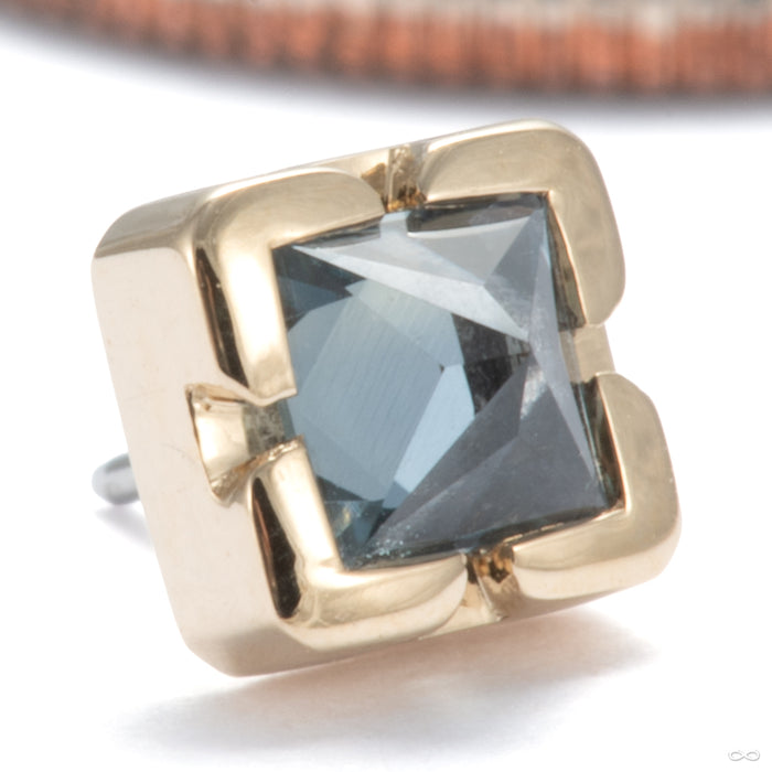 Chroma Press-fit End in 14k Yellow Gold with Montana Sapphire from Tether Jewelry