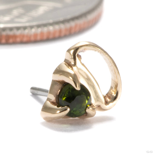 Circlet Press-fit End in 14k Yellow Gold with Green Tourmaline from Sacred Symbols