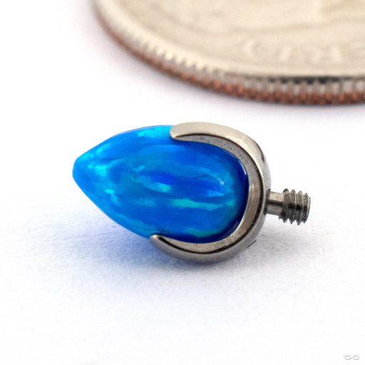 Claw-set Bullet-cut Opal Threaded End in Titanium from People’s Jewelry 14g/12g Blue Opal