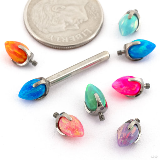 Claw-set Bullet-cut Opal Threaded End in Titanium from People’s Jewelry with assorted stones