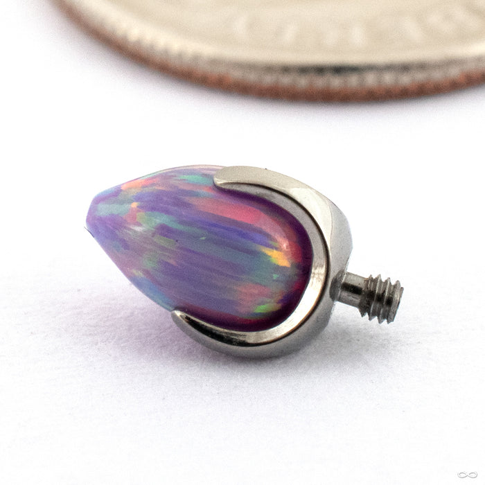 Claw-set Bullet-cut Opal Threaded End in Titanium from People’s Jewelry 14g/12g Lavendar Opal