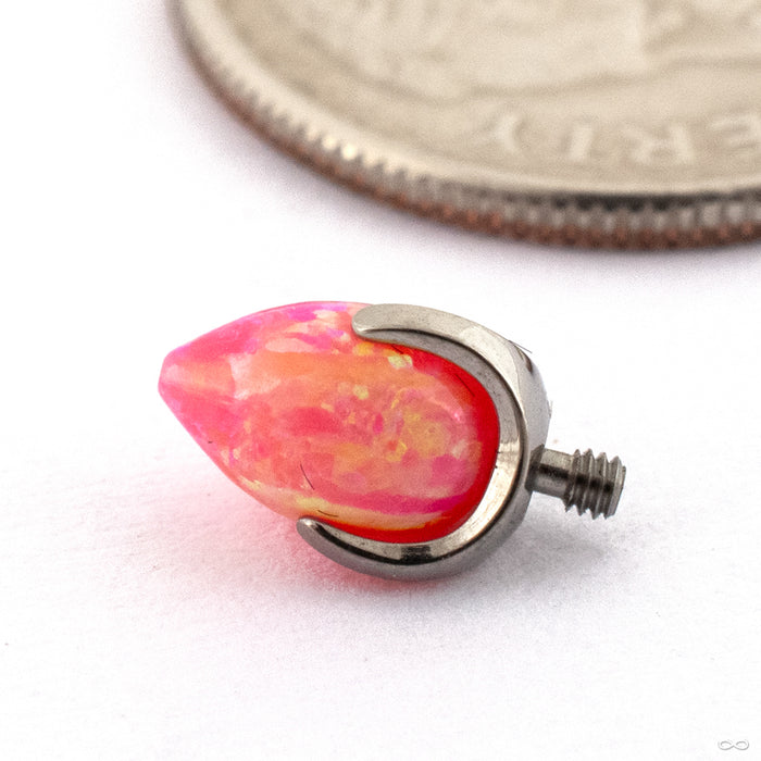 Claw-set Bullet-cut Opal Threaded End in Titanium from People’s Jewelry 14g/12g Pink Opal