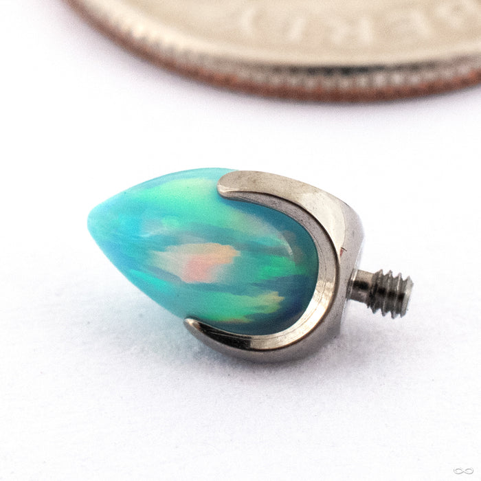 Claw-set Bullet-cut Opal Threaded End in Titanium from People’s Jewelry 14g/12g Robin's Egg Blue Opal