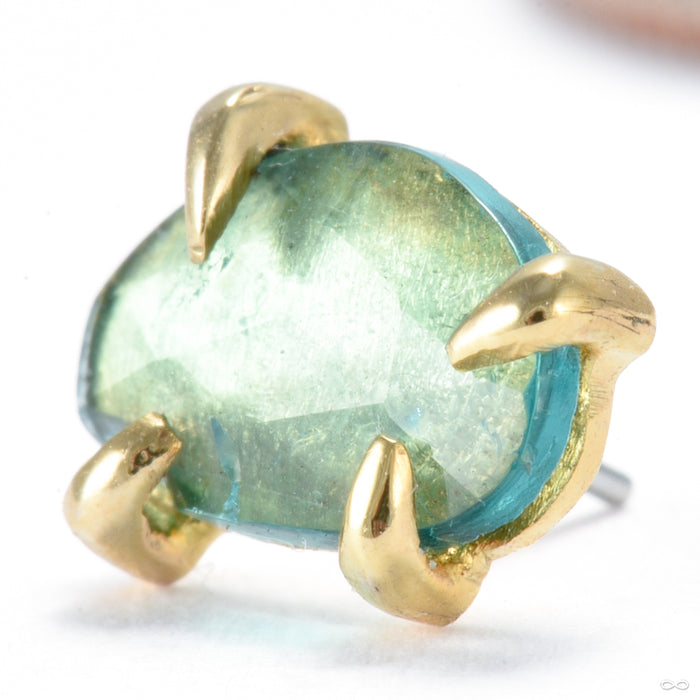 Claw-set Tourmaline Press-fit End in Gold from Quetzalli with green tourmaline
