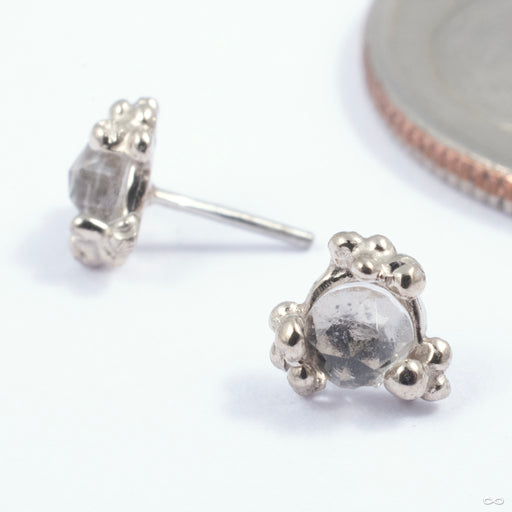 Cleo Beaded Press-fit End in Gold from Pupil Hall in white gold with white topaz