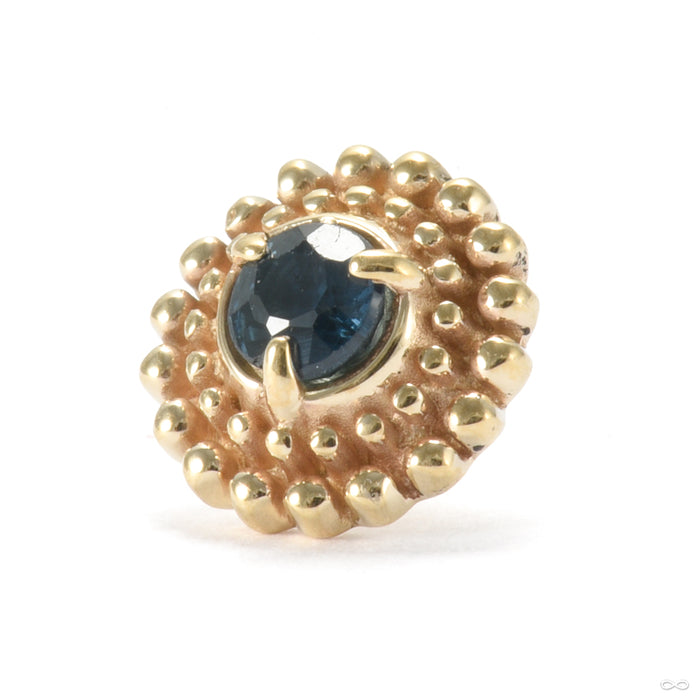 Clocktower Press-fit End in Gold from Sacred Symbols with blue sapphire