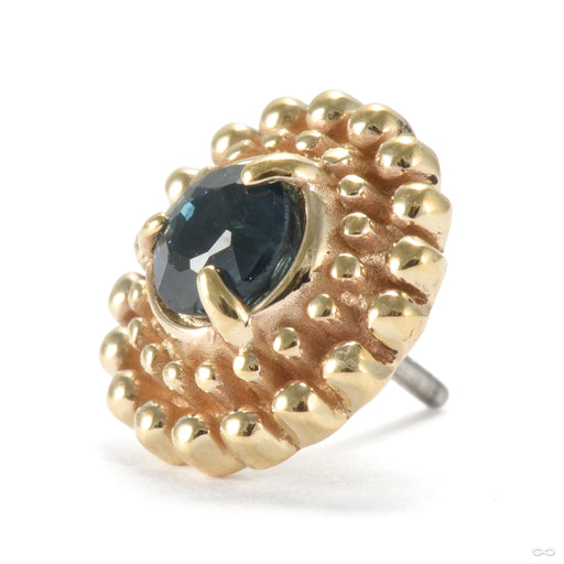 Clocktower Press-fit End in Gold from Sacred Symbols with blue sapphire