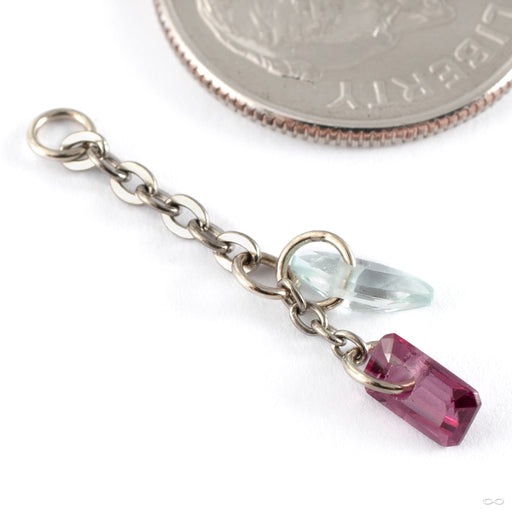 Color Study Charm in 14k White Gold with Aquamarine and Emerald Purple Garnet from Hialeah