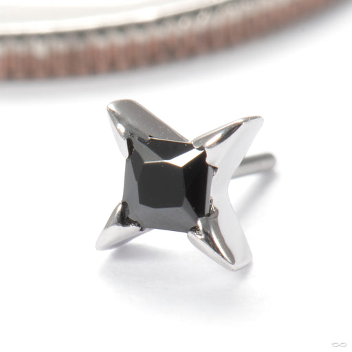 Corvin Press-fit End in 14k White Gold with Black CZ from Junipurr Jewelry