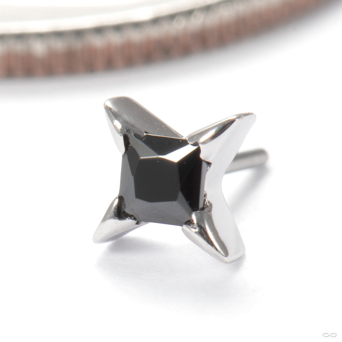 Corvin Press-fit End in 14k White Gold with Black CZ from Junipurr Jewelry
