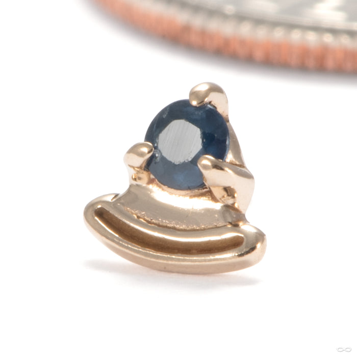 Cradle Press-fit End in 14k Yellow Gold with Blue Sapphire from Sacred Symbols